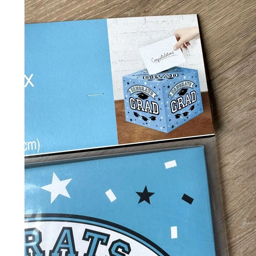 Blue Graduation Card Box Money Gift Holder Party Decor Graduation Celebration